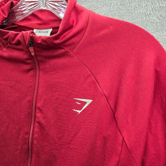 Gymshark Women Jacket M Red Track‎ Powertech Logo Zipper Long Sleeve - Picture 4 of 10